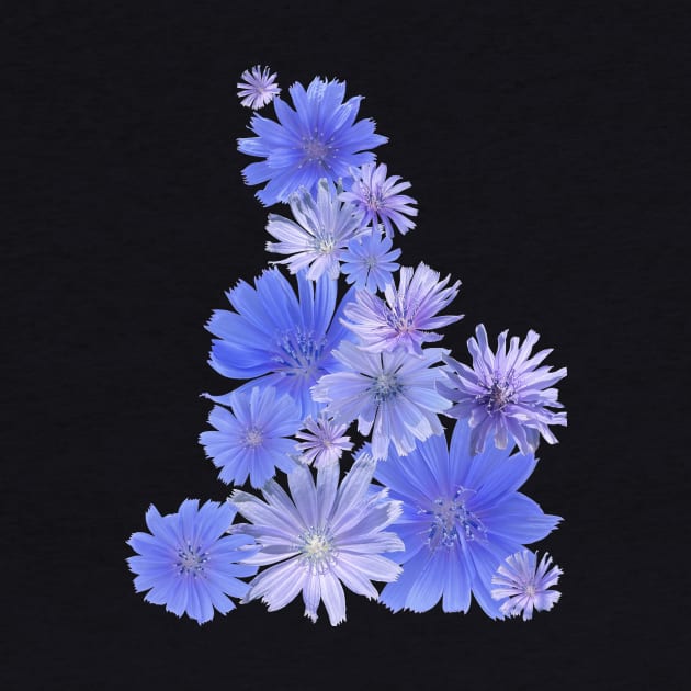 Blue Chicory Flowers: A Floral Arrangement by Flowers on t-shirts